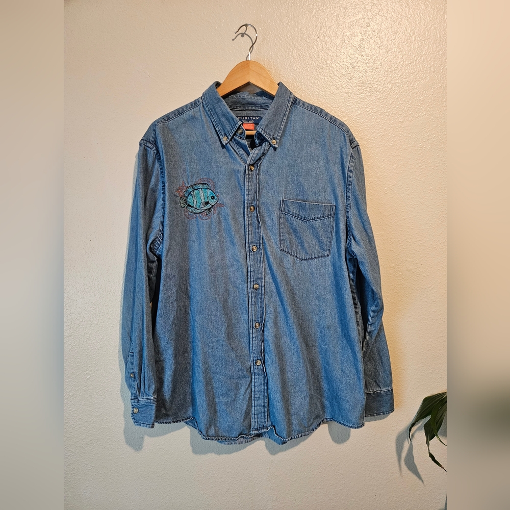 Embroidered Denim Shirt